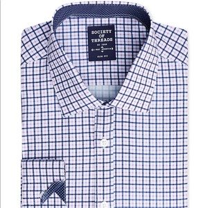 Society of Threads Pink Small Check Dress Shirt